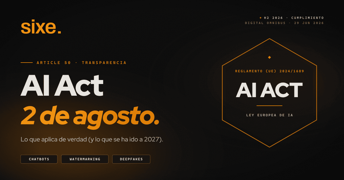 AI Act: qué entra en vigor el 2 de agosto de 2026 | SIXE